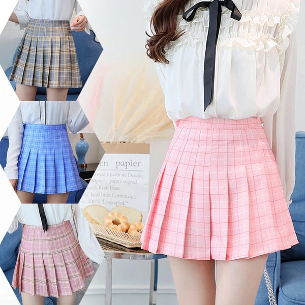 Falda Plisada Estilo Uniforme Escolar JK para Mujer