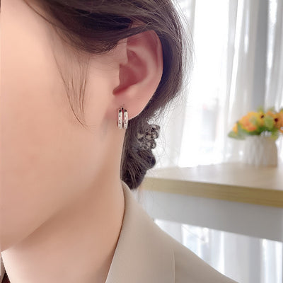 Aretes Geométricos Hueco Diseño Minimalista Tendencia Europea - Image 5