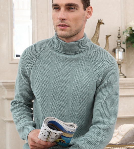 Suéter de Cachemira para Hombre con Cuello Alto y Jacquard - Image 13