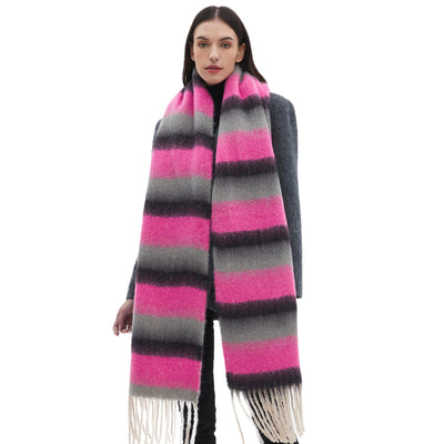 Bufanda Gruesa de Rayas con Flecos para Hombre y Mujer - Image 5