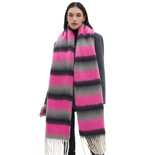 Bufanda Gruesa de Rayas con Flecos para Hombre y Mujer - Image 5