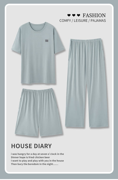 Pijama Hombre Modal Verano - Set 3 Piezas Manga Corta Transpirable - Image 30