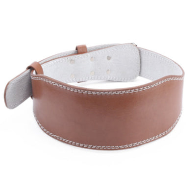 Black PU weightlifting belt with white stitching and a light gray interior, designed for deadlifts and squats. - Image 6