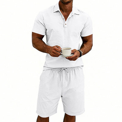 Conjunto de Shorts y Camiseta de Lino para Hombre - Ajuste Relajado - Image 21