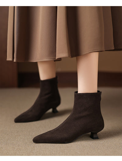Botas Tobilleras de Gamuza Ante con Punta Fina para Mujer - Image 30