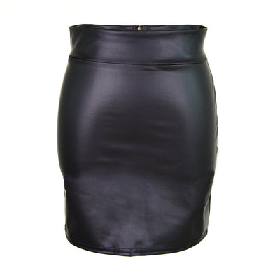Falda de Cuero Sintético Talle Alto con Bolsillos para Mujeres Plus Size - Image 9