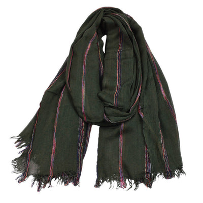 Bufanda Hombre Étnica Algodón Lino Rayas Invierno Estilo Europeo Americano - Image 3