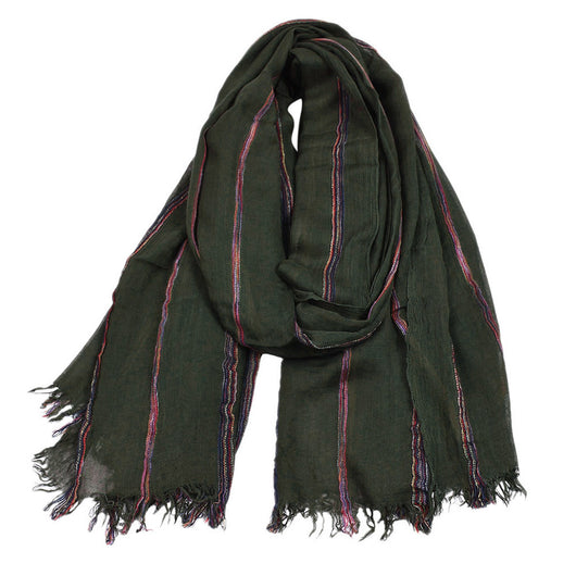 Bufanda Hombre Étnica Algodón Lino Rayas Invierno Estilo Europeo Americano - Image 3