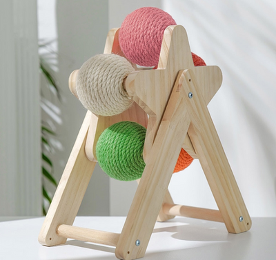 Juguete Interactivo de Madera para Gatos con Pelota Colgante - Image 5