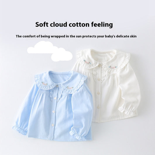 Blusa Básica Blanca de Algodón con Manga Larga para Niña - Image 3