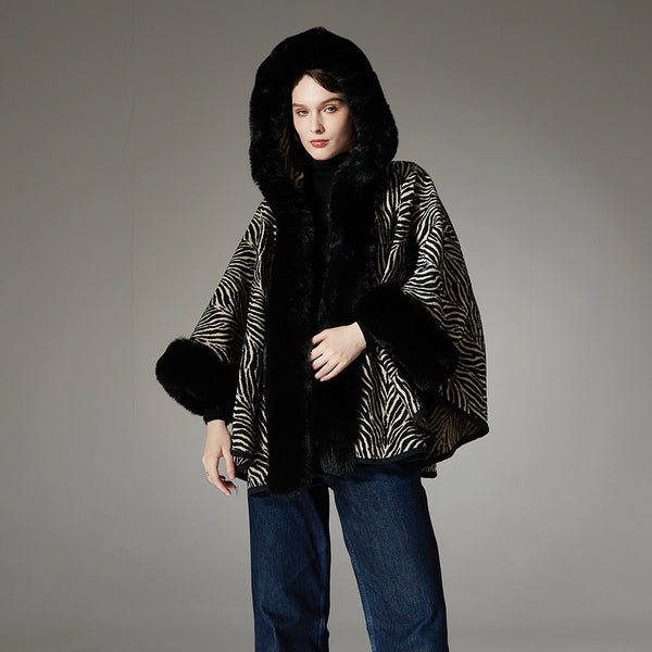 Poncho Capa Estilo Occidental con Patrón - Prenda Versátil All-Match