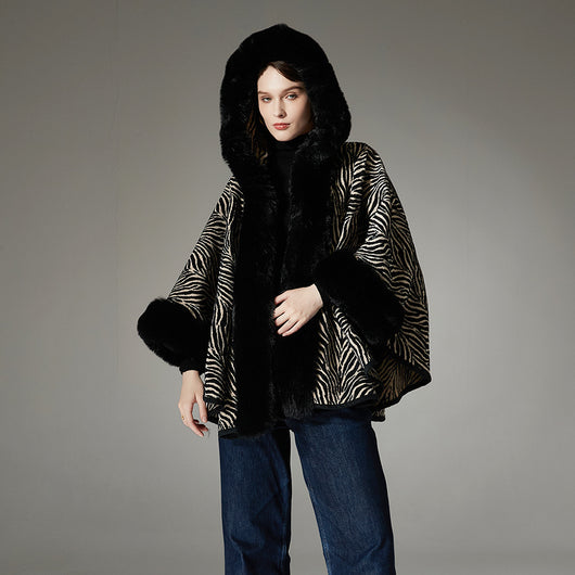 Poncho Capa Estilo Occidental con Patrón - Prenda Versátil All-Match