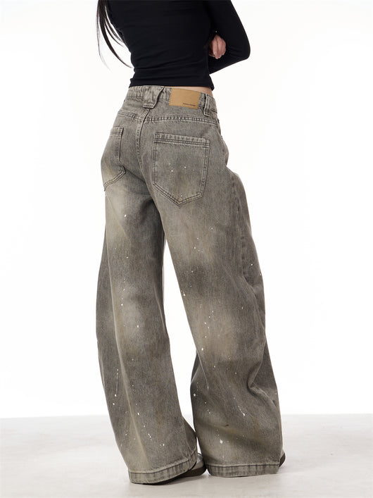 Pantalones Vaqueros Retro Splash Ink Machete para Pareja - Image 16