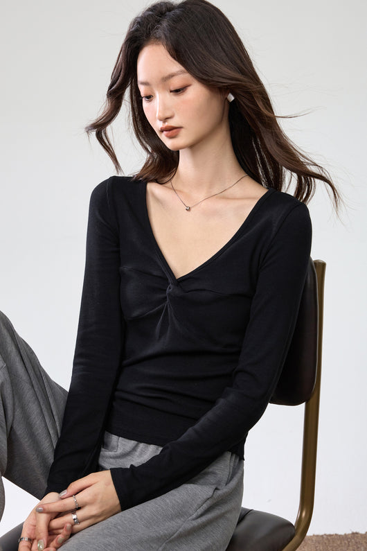 Blusa Elegante Escote Profundo con Nudo y Manga Larga - Image 15