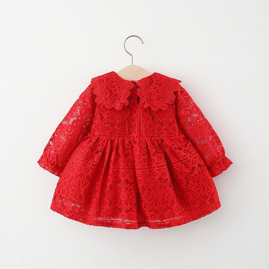 Vestido Infantil Manga Larga con Cuello de Encaje - Image 20