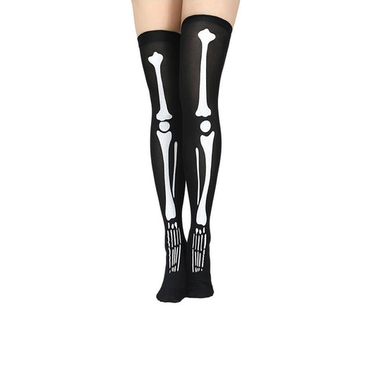 Medias Largas Hasta la Rodilla con Estampado Halloween - Telaraña, Murciélagos, Calaveras y Castillo - Image 9