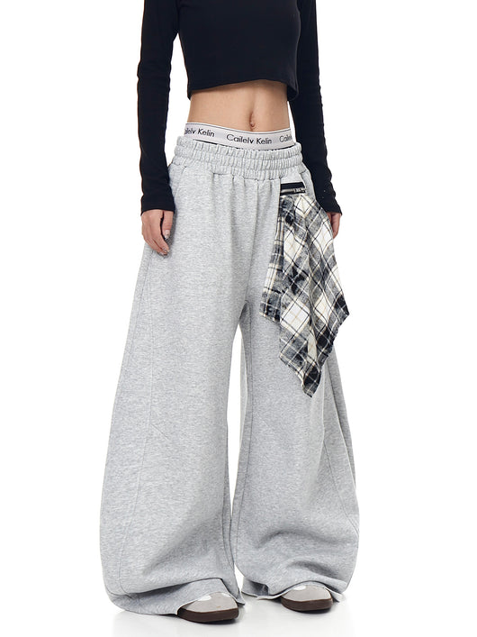 Pantalón Ancho Suelto con Pañuelo Cuadriculado Retro Desmontable - Image 12