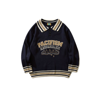 Suéter Tipo Polo Cuello Solapa Estilo College Americano - Image 3