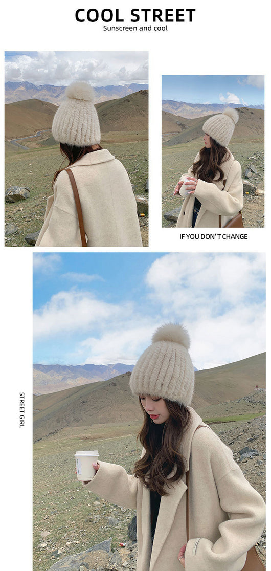 Gorro de Piel de Visón con Lana Gruesa Aislante - Image 19