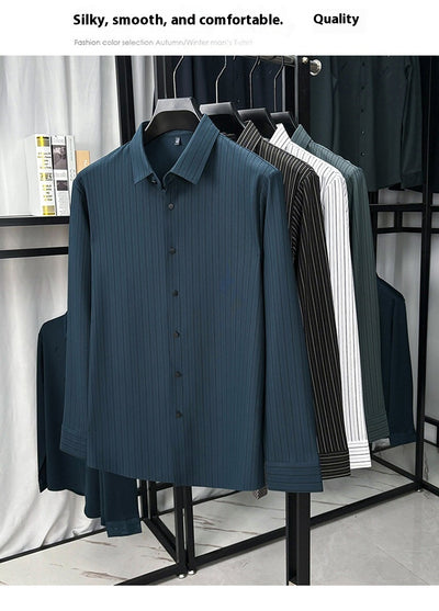 Camisa de Rayas Verticales para Hombre - Primavera y Otoño - Image 14