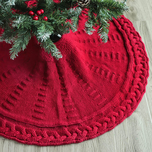 Falda Navideña Tejida Roja para Árbol de Navidad