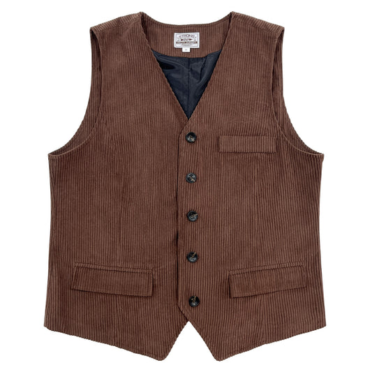 Chaleco de Pana para Hombre con Bolsillos de Patchwork y Chaqueta Exterior