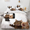 Juego de Cama Blanco con Diseño de Gato Adorable para Dormitorio de Chicas