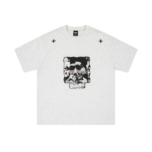 Camiseta de Algodón Bordada Manga Corta para Hombre