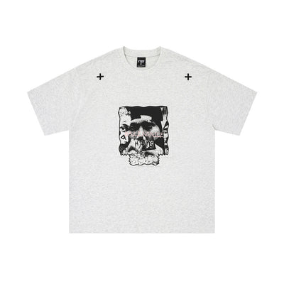 Camiseta de Algodón Bordada Manga Corta para Hombre