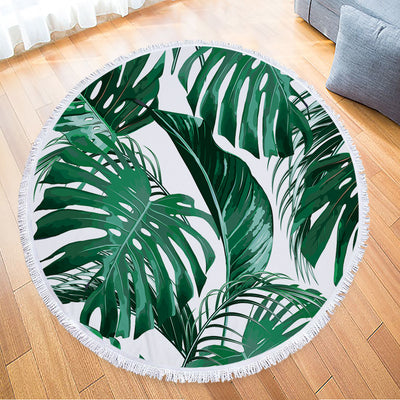 Toalla Redonda de Microfibra con Estampado de Hojas Tropicales - Image 13