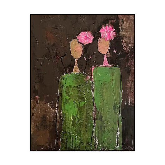 Cuadro Abstracto al Óleo Pintado a Mano - Arte Wabi Sabi Verde Texturizado para Dormitorio - Image 6