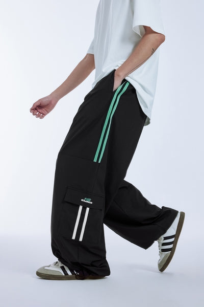 Pantalones Anchos con Rayas Laterales y Parches de Contraste - Estilo Retro Casual - Image 23