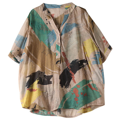 Blusa Estampada Vintage para Mujer Manga Media Talla Grande Verano - Image 3