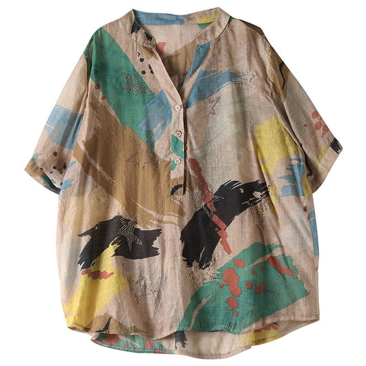 Blusa Estampada Vintage para Mujer Manga Media Talla Grande Verano - Image 3