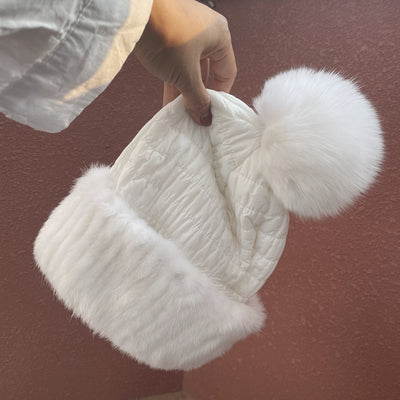 Gorro de Invierno Cálido con Pelaje de Visón y Pompón de Zorro - Image 12