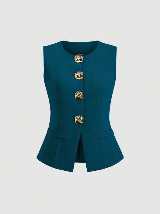 Chaleco Elegante Sin Mangas Cuello Redondo Ajustado a la Cintura - Image 15