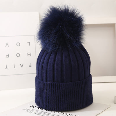 Gorro Tejido Infantil con Pompón de Pelaje de Zorro - Image 23