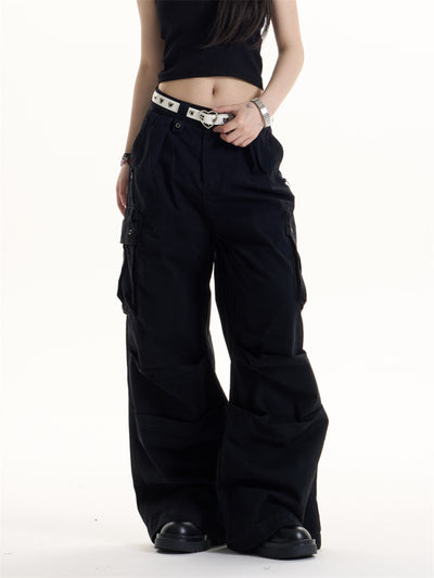 Pantalones Cargo Retro Americano Multi-bolsillos para Mujer - Image 5