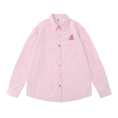 Chaqueta Casual Holgada con Bolsillo Bordado de Manga Larga - Image 5