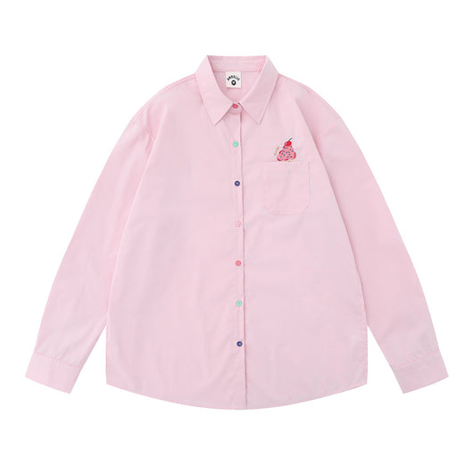 Chaqueta Casual Holgada con Bolsillo Bordado de Manga Larga - Image 5