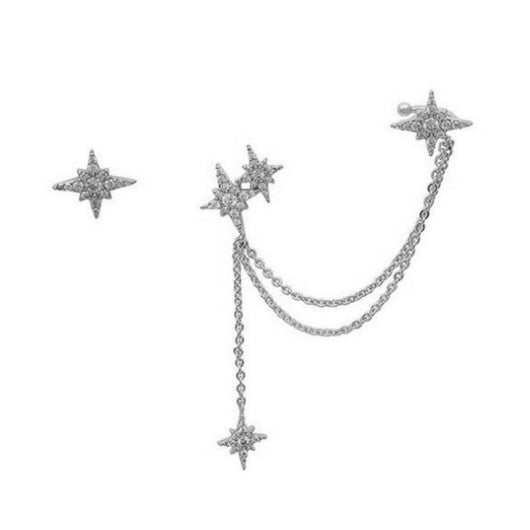 Aretes Asimétricos Diamante Meteor - Estilo Temperamento Dongdaemun - Image 8
