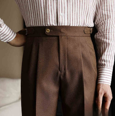 Pantalones Neapolitanos de Corte Recto Cintura Alta para Hombre - Image 23