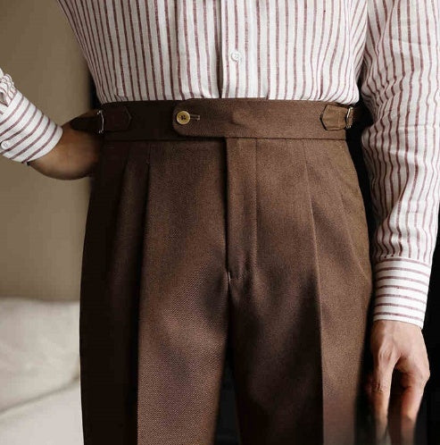 Pantalones Neapolitanos de Corte Recto Cintura Alta para Hombre - Image 23