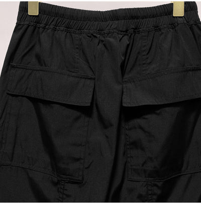 Shorts Harem Motociclista Negro con Bolsillos de Cierre para Hombre - Image 15
