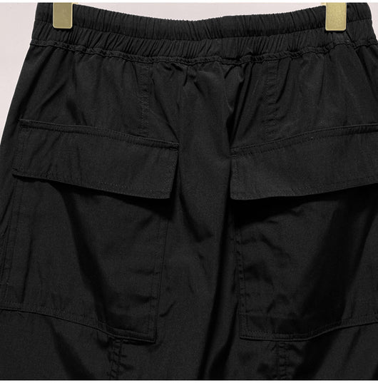 Shorts Harem Motociclista Negro con Bolsillos de Cierre para Hombre - Image 15