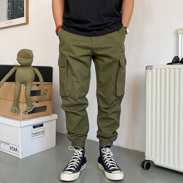Pantalones de Trabajo Casual de Algodón con Múltiples Bolsillos para Hombre