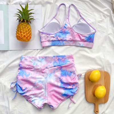 Bikini Brasileño Push-up Tie-dye con Shorts Realzador - Image 13