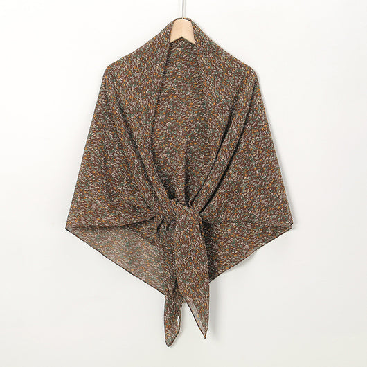 Pañuelo Cuadrado de Gasa Estampado Perla con Pliegues - Image 14