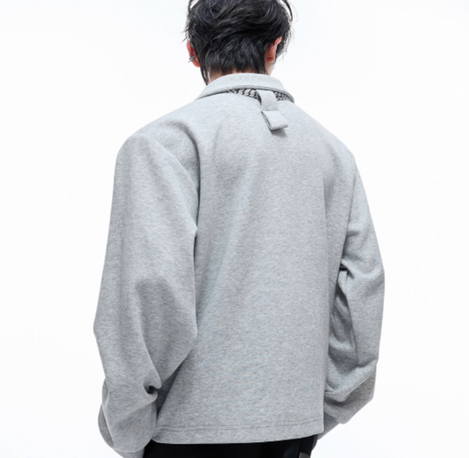 Suéter Polo Patchwork Cuello V Holgado Premium Manga Larga - Image 3
