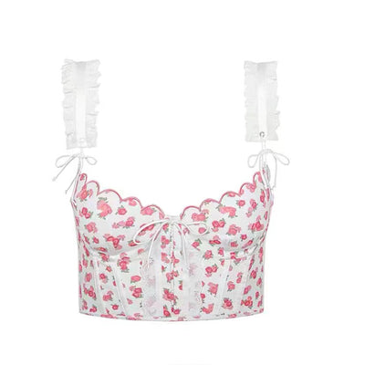 Corpiño Romántico Floral con Encaje y Volantes en los Hombros - Image 2